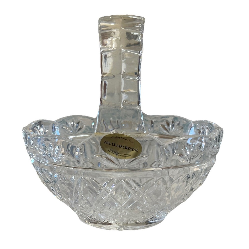 Vintage Lead Crystal‎ Basket Bohemia Cut, Czech Republic